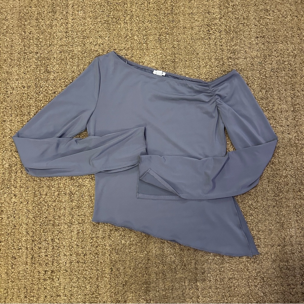 Garage Light Blue Long Sleeve Top Women's Small Asymmetrical Hem